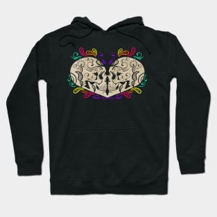 Two Sugar Skulls Forming Heart Day Of The Dead Hoodie